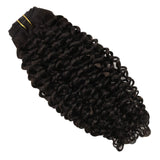 JoYoung Clip in Extensions Human Hair 16 inch #2 Darkest Brown Clip in Hair Extensions Natural Wavy Hair Extensions Clip in Human Hair Brown Double Weft 100g 7pcs