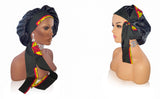 Silk Feel 2X Layer Polyester Satin Bonnet Scarf/Sleep Cap/Head Wrap | Adjustable Hair Wraps for Sleeping | Braid/Night Bonnets for Women | Accessories for Curly Hair/Natural Hair/Braids (Small, BLK-1)