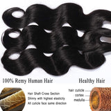 S-noilite Brazilian Body Wave Human Hair Bundle Unprocessed Body Wavy Remy Human Hair Bundle for Women #1B Natural Black 1 Bundle Total 100g/3.5oz 30 Inch Body Curly Human Hair Extension