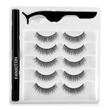 5 Pairs Natural False Eyelashes with Full Upgrade Eyeliner - Secure Strong Hold for Lashes - No Magnet and No Glue - Lightweight and Non-irritation