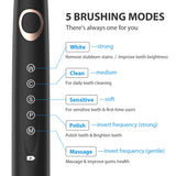 Electric Toothbrush for Adults with Powerful Sonic Cleaning - Whitening Toothbrushes with Smart Timer, 5 Modes, 8 Brush Heads & A Travel Case, Dentist Recommended Rechargeable Sonic Toothbrushes Black