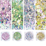 GOTONE 12 Colors Nail Sequins, Superfine Holoqraphic Paillette Nail Art Glitter Mixed Iridescent Manicure Make Up DIY Decoration for Face Body Cellphone Case