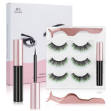 3D Mink Magnetic False Eyelashes with A Eyeliner, Fake Eyelashes Natural Look Eyelash Colorful Magnetic Lashes with Tweezer Long-lasting without Glue Faux Eyes Lashes 3 Pairs (green)