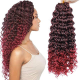 18inch Synthetic Deep Twist Crochet hair Bohemian Crochet Braids Natural Black Deep Wave Braiding hair Extensions (5Packs,1B/BUG)