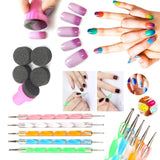 Nail Art Tools Decoration Manicure Kit Set 48 Sheet Water Nail Decals Stickers,5 Boxes Nail Beads Rhinestones Stone Gold Metal Studs,5 Nail File Sticks,5 Dotting Pen,Stamping Sponge Pusher