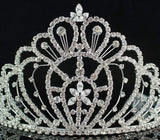 Queen Austrian Clear Rhinestone Crown Tiara w/Hair Combs Pageant Prom H469 Silver