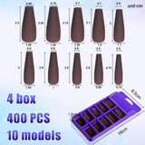 400 Pieces 4 Boxes Matte Extra Long Ballerina Press on Nails Coffin False Nails Solid Color Full Cover Fake Nails Artificial False Nails for Women Girls Nail Decorations (Bright Color)
