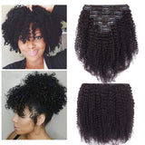 S-noilite Afro Kinky Curly Clip in Hair Extensions Human Hair for Black Women Kinky Curly Human Hair Extensions for African American Lady Double Weft (8PCS/18Clips/Set) 8Inch (#Natural Black)