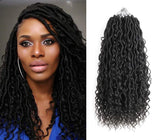 6Packs Aipin New Goddess Locs Crochet Hair 18 Inch River Locs Boho Hippie Locs Wavy Crochet With Curly Hair In Middle And Ends Braids Hair Extensions (6Packs,18 inch, 1B)