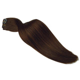 Clip on Extensions Human Hair New Version Silk Straight Soft 18" 140gram 8 pcs Unprocessed #4 Medium Brown Double Weft Clip in Extensions Can be Restyled (18" 8pcs 140g #4)