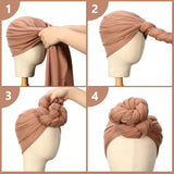 2 Pieces Stretch Head Wrap Scarf Stretchy Turban Long Hair Scarf Wrap Solid Color Soft Head Band Tie for Women (Brown, Light Gray)