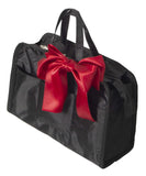 Kiwayo Black Makeup Bag/Cosmetic Bag/Toiletry Bag for Traveling Large Capacity with Handle, Zipper, Multi-Pockets | Purse/Tote Organizer Insert | Portable Handbag Storage Bag Gift with A Bow