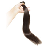 S-noilite U Tip Pre Bonded Human Hair Extensions Dark Brown 100strands 50g 22Inch Keration Fusion Nail Tip Hairpieces Silky Straight Brazilian Human Hair For Women #2