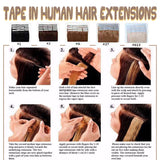 16 18 20 22 Inch Tape in Human Hair Extensions 100% Remy Straight Human Hair Professional Seamless Tape Skin Weft Extensions 40pcs 80g/pack Platinum Blonde (16'',#60)+ 20pcs Free Tapes