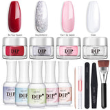 Nail Dip Powder Starter Kit 4 Red GlitterColors(1oz.),Acrylic Dip Powders System for French Nail (Comes with Bond,Base,Activator,Top,Brush Saver,4 Powder Jars + Some Manicure Tools)
