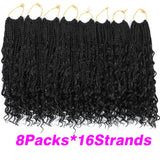 Box Braids Crochet Braids Curly Ends Goddess Box Braids Crochet Hair Synthetic Crochet Hair Extensions (14, 1B#)……