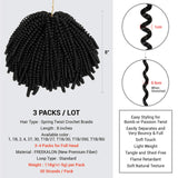 4 Packs 8 Inch AU-THEN-TIC Spring Twist Crochet Hair Bomb Twist Crochet Braids Hair for Passion Twist and Butterfly Locs Hair Extensions (4 Pack, 1B)