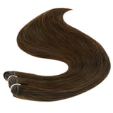 RUNATURE Weft in Hair Extensions Human Hair Chocolate Brown Human Hair Bundles 14inches Hair Weft Extensions Real Human Hair100g