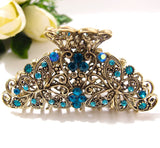 New Blue Crystal Metal Butterfly/flowers Hair Claw Clip Pin 3.2 inch