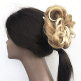 ZZRRYY Premium Messy Curly Dish Hair Bun Extension, Easy Stretch hair Combs Clip in Ponytail, Upgraded Scrunchies Chignon Tray Ponytail Hairpieces Blonde Mixed (Bun - #27T613)
