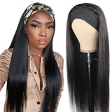 Headband Wig Human Hair Straight Human Hair Wigs for Black Women Glueless None Lace Front Wigs with Headbands Machine Made Brazilian Human Hair Wig 150% Density 18inch