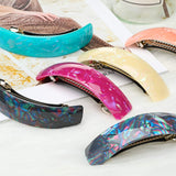 10 Pieces Retro Large Acrylic Barrettes Rectangular French Automatic Hair Clip for Women Girls Thick and Medium Hair (Mixed Color)