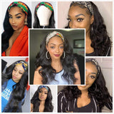 Brazilian virgin hair Headband Wig For Women Machine Made Wigs Brazilian Headband Human Hair Wigs virgin Hair (14 Inch, Headband Wig)