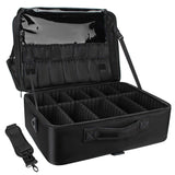 MONSITNA Extra Large Makeup Case 17.7 Inch Super Large Capacity Travel Makeup Train Case Professional Makeup Artist Case Nail Polish Organizer Storage Box with Two Adjustable Shoulder Strap