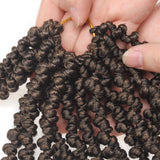 Leeven 8 Inch Pre-twisted Spring Twist Hair 6 Packs Ombre Brown Short Crochet Braids Hair For Bob Spring Twists Braiding Hair Synthetic Passion Twist Hair For Black Women (15strands/pack,T27)