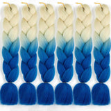 24“ New Fashion Braiding Hair Ombre Jumbo Braiding Hair Extension Jumbo Braids for Box Braids Twist Crochet Hair (Jumbo Braiding-6PCS, Blonde to Blue)