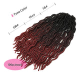 18 inch Wavy Faux Locs Crochet Hair 6PCS Gypsy Locs 3 Tone Ombre Curly Goddess Locs Crochet Twist Braiding Hair Extensions Braids Dreadlocks 24Roots/PCS (0M1B/99j/530#)