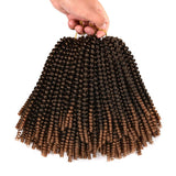 Ombre Spring Twist Hair Crochet Braids 8 Inch Spring Curl Crochet Braiding Hair Extensions 3 Packs Fluffy Synthetic Braid Bomb Twist Crochet Braid Hair Extensions T30# (Black to Llight Auburn)