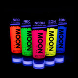 Moon Glow Supersize 2.54oz Blacklight Neon UV Face & Body Paint - Set of 5 tubes - with sponge applicator