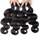 Misoun Hair Unprocessed Brazilian Virgin Hair Body Wave 3 Bundles Virgin Human Hair Extensions Weft Natural Black Color (100+/-5g)/pc Can be Dyed and Bleached 18 18 18