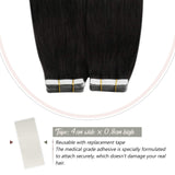 Ugeat Tape in Hair Extensions Human Hair, Tape in Hair Extensions 24inch Tape in Balayage Hair Extensions 50g 20pcs Remy Human Hair Extensions Tape in Natural Straight Hair #1B to Silver Tape Ins