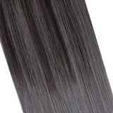 Ugeat Tape in Hair Extensions Human Hair, Tape in Hair Extensions 24inch Tape in Balayage Hair Extensions 50g 20pcs Remy Human Hair Extensions Tape in Natural Straight Hair #1B to Silver Tape Ins