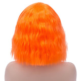 Mersi Orange Wigs for Women Short Fluffy Curly Wavy Bob Mad Hatter Hair Wig with Bangs Synthetic Fashion Cute Cosplay Wigs for Party Halloween S073OR