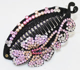 Banana Clip: Hawaiian Flower Design with Beautiful Crystals - Light Pink