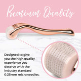 Estala Derma Roller Cosmetic Microneedling Kit for Face, 540 Titanium Microneedle Roller - 0.25mm Microdermabrasion Device - Includes Free Storage Case & Ebook (Rose Gold)