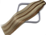 20 In Clip in Hair Extensions 70G Light Brown to Blonde Highlights 100% Remy Human Hair Extensions 7A Soft Silky Straight 7pcs 16clips for Women(20 Inch #6P613)