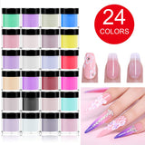 24 Colors Acrylic Powders Set, Popular Nail Art Colors Nail Powder 24pcs, DIY Starter Kit Nail Extension Powders