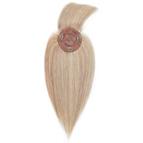 S-noilite Mono Base Topper Hair Piece Clip in Balayage Human Hair with Bangs for Women Top Crown Hair Extensions Clip in Toupee for Slight Hair Loss/Thinning Hair 14"(#18/613 Ash Blonde/Bleach Blonde)