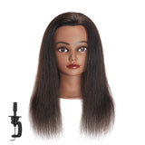 Traininghead 18-20'' Afro 100% Human Hair Mannequin Head Hairdresser Female Training Styling Head Cosmetology Manikin Head Doll Head with Clamp Stand (Natural Black)