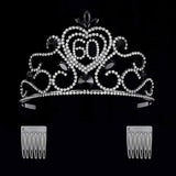 YZHSTONE Black Queen 60th Birthday Tiara Crowns Women 60 Birthday Queen Tiaras Rhinestone Crown