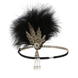 1920s Gatsby Flapper Feather Headband Roaring 20s, gold-98, Size No Size