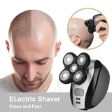 Electric Shavers for Men, 5 in 1 Electric Razor for Bald Head Wet and Dry Mens Rechargeable Cordless Facial Grooming Kit Waterproof with Beard, Trimmer Nose Hair Clipper, Face Cleaning Brush