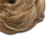 Messy Bun Hair Piece Scrunchy Updo Hair Pieces for Women Fluffy Wavy Hair Bun Scrunchies Donut Hairpiece Synthetic Chignons With Elastic Rubber Band Golden Blonde & Bleach Blonde-Thicker 2 pcs