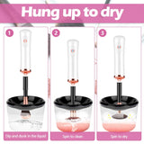 Makeup Brush Cleaner Dryer with Texture Bowl & 8 Sizes Rubber Collars Super-fast Electric Brush Cleaner Machine Automatic Brush Cleaner Spinner Makeup Brush Tools