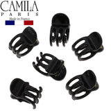 Camila Paris CP2392/6 French Hair Clips for Women, Set of 6 Extra Small 0.5 inch Black, Girls Hair Claw Clips Jaw Fashion Durable and Styling Hair Accessories for Women, Made in France