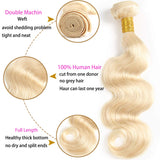1Bundles 613 Body Wave Human Hair Light Blonde Color Bundles 100% Body Weave Human hair Extensions 100g/Bundle 3-4bundles can be full head(bundle,14")